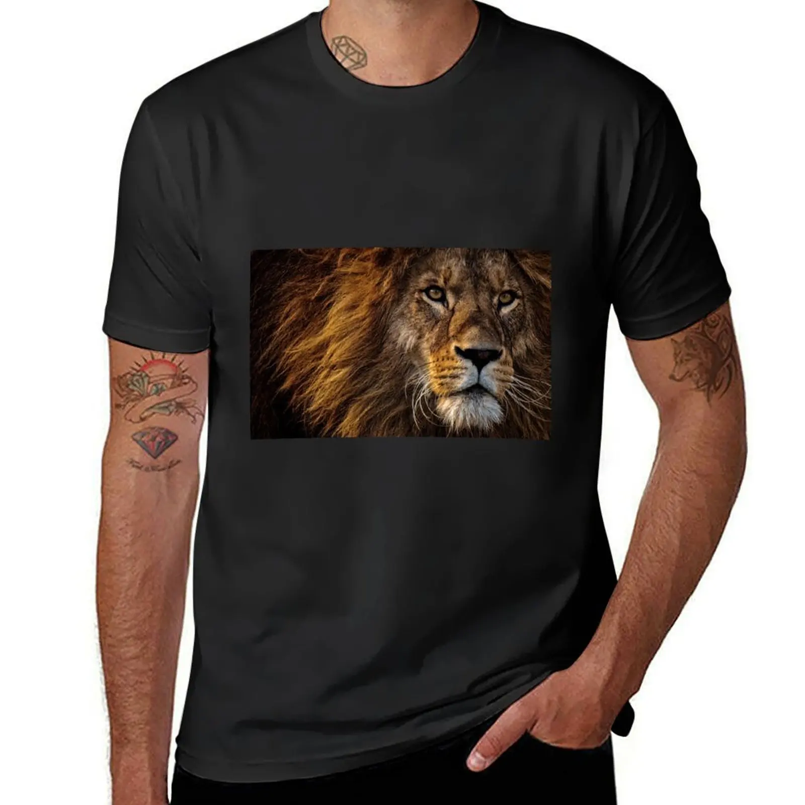 

Lion T-shirt shirts graphic tees heavyweights plus size tops mens clothing