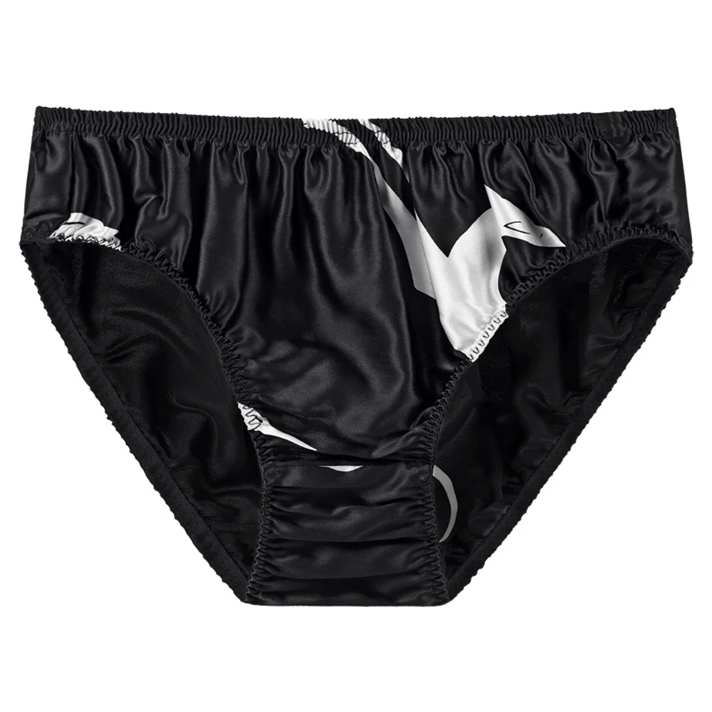 

Mens Briefs Silk Printed U Convex Panties Low-Waisted Ruffle Thongs Briefs Underwear High Elastic Calzoncillos Hombre
