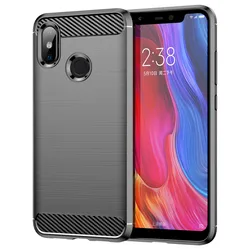 Shockproof Carbon Fiber Silicone Phone Case for Mi CC9 Pro (Black)