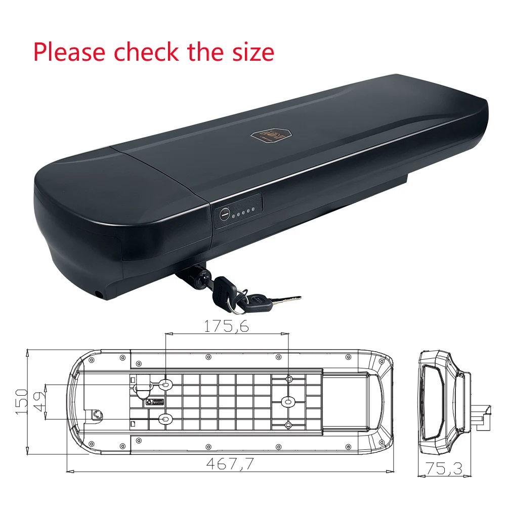 36V 10Ah E Bike Battery Rear Rack Battery 12Ah 15.6Ah 17.5Ah 13Ah for Joycube Phylion XH370-13J Wall-ES Electric Bicycle