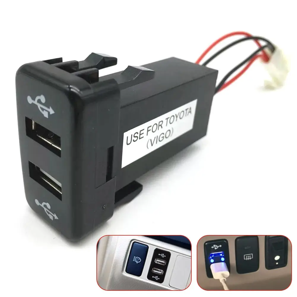 Auto Dual USB Port Charging Car Charger Double Socket For TOYOTA