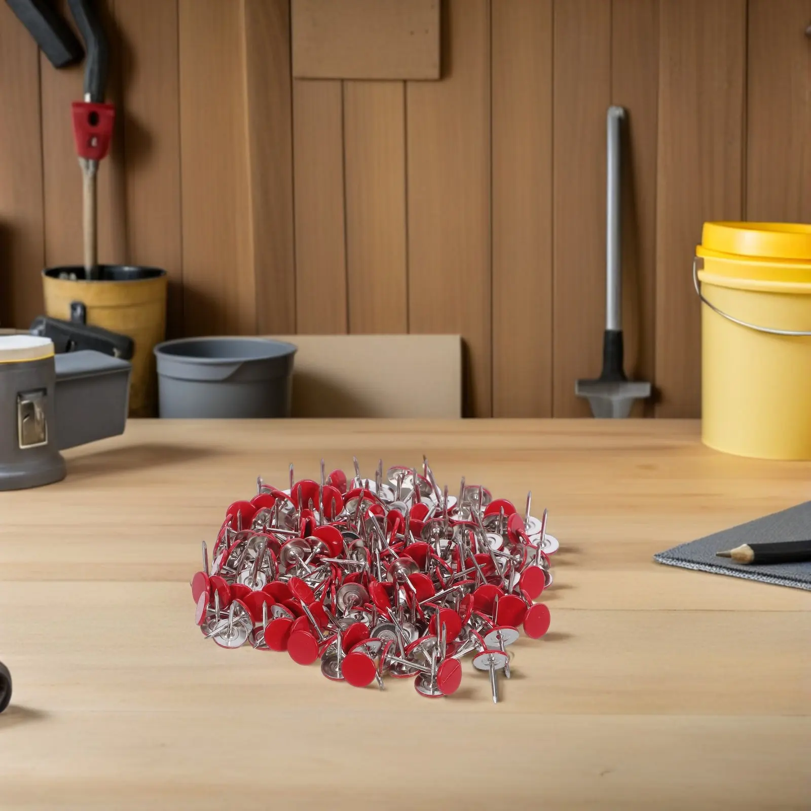 200Pcs 빨간색 장 푸시 핀 플랫 라운드 헤드 17x11mm 게시판 코르크 보드 ..