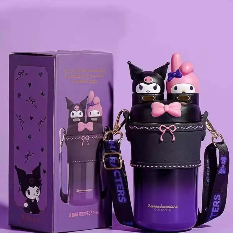 

Sanrio Kawaii Kuromi Thermos Cup My Melody High Color Value Children's Double Drink Leak Proof Portable Water Cup Kids Gift