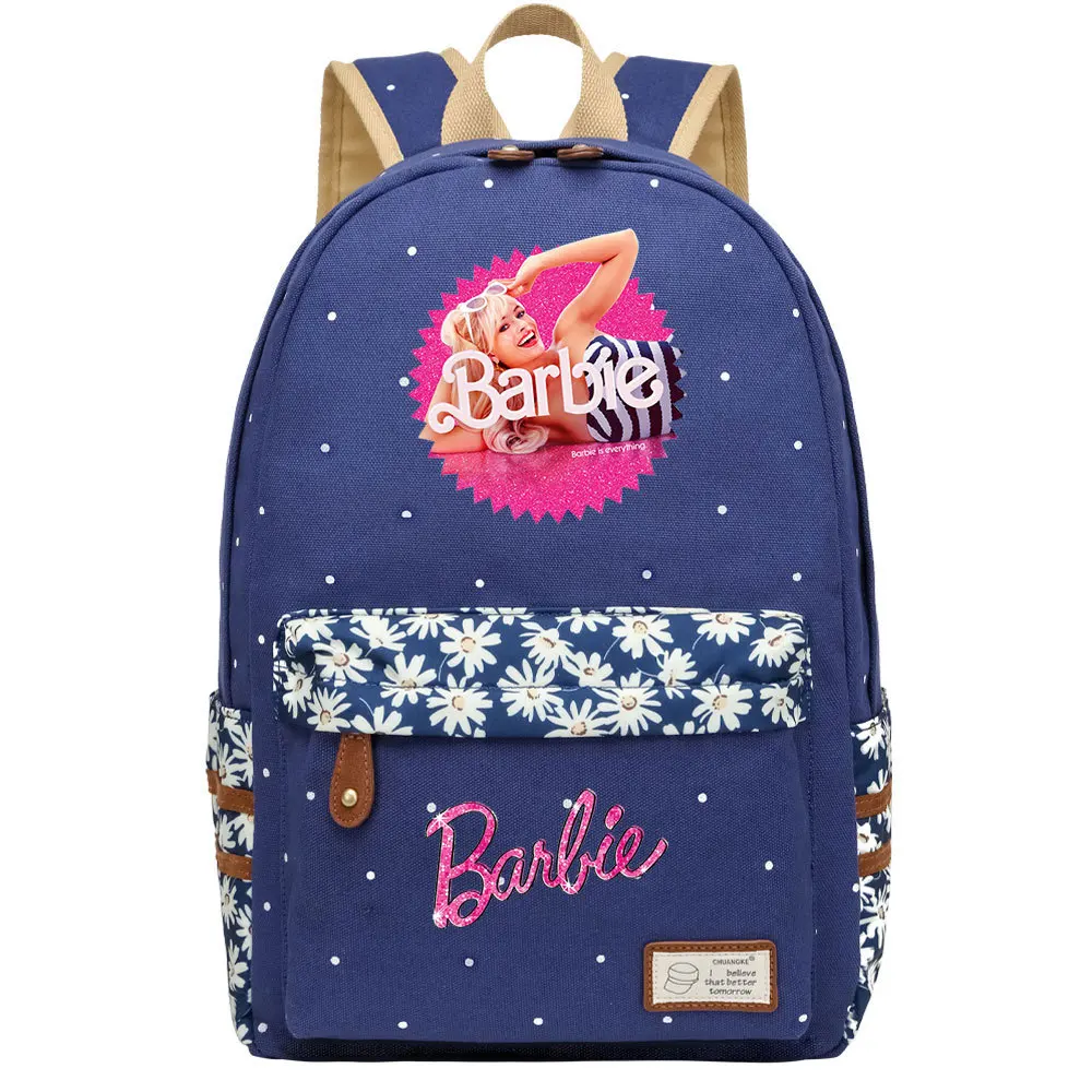 

MINISO Live-action Movie Barbie Peripherals Large-capacity Comfortable Student School Bag Casual Canvas Backpack Christmas Gift