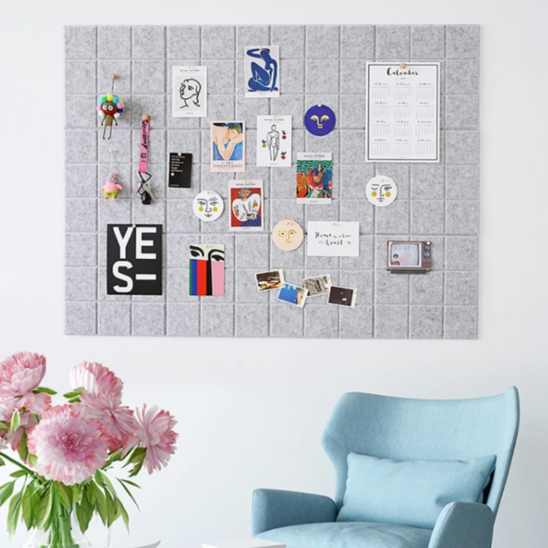30x30cm Felt Board Wall Stickers Message Board Photo Wall Works Background Cork Bulletin Display Room Home Decor wall stickers