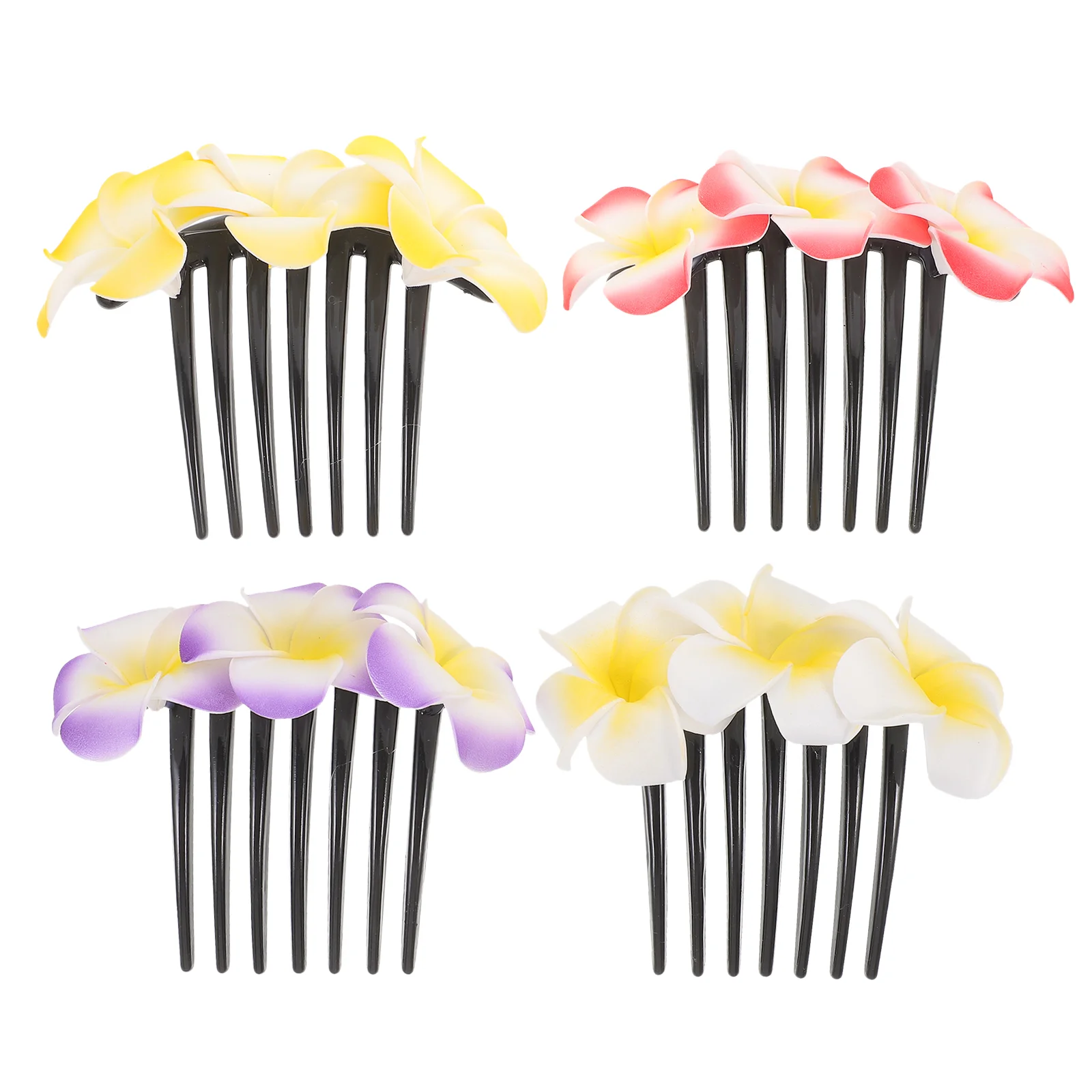 

4 Pcs Frangipani Hair Clip Girls Clips Formal Accessories Women Comb Plastic Combs Side Headpiece Flower Women's Fine