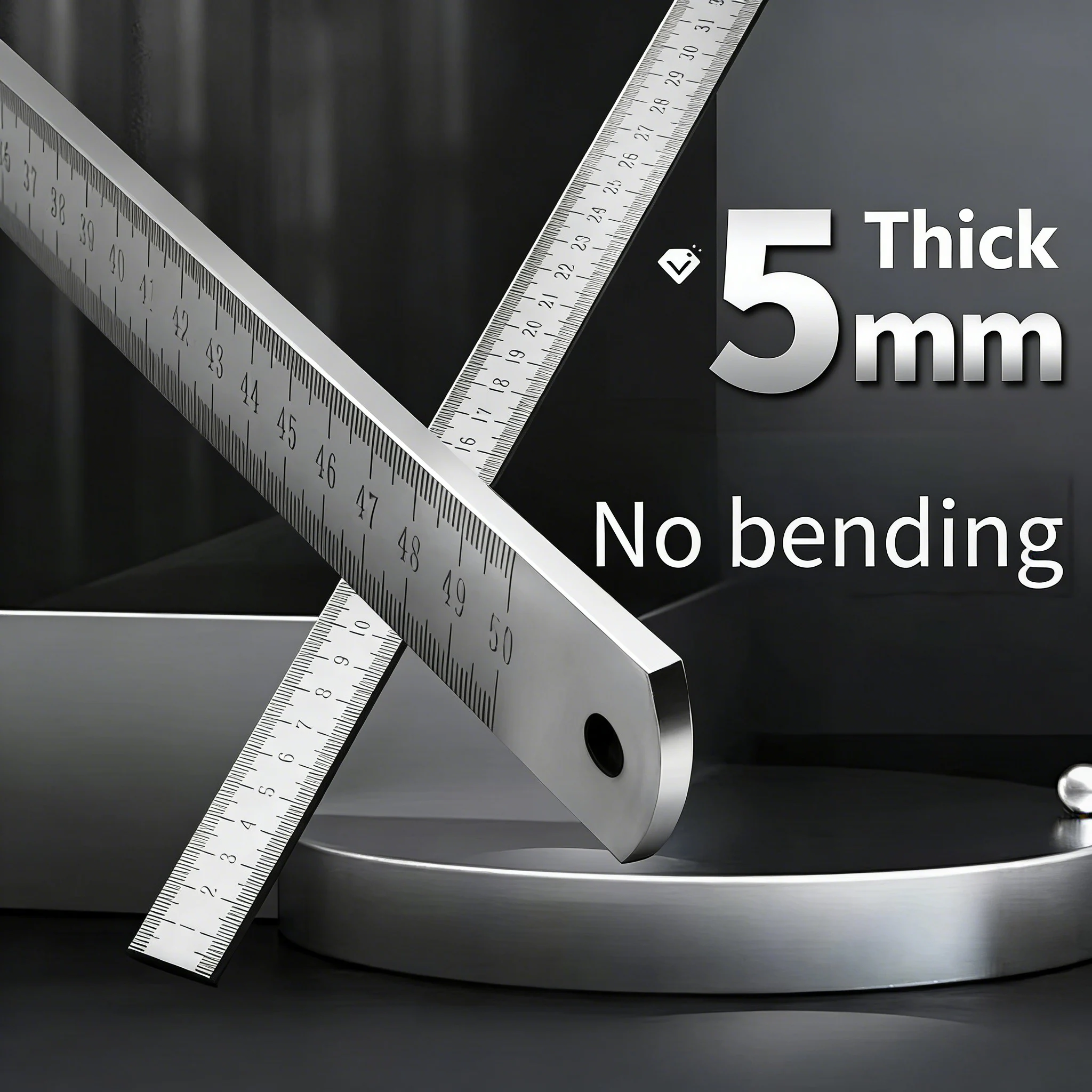 이중 목적 스테인리스 스틸 자 -50cm / 20인치 전문 측정 도구 및 비상 창문 파괴 구명 도구