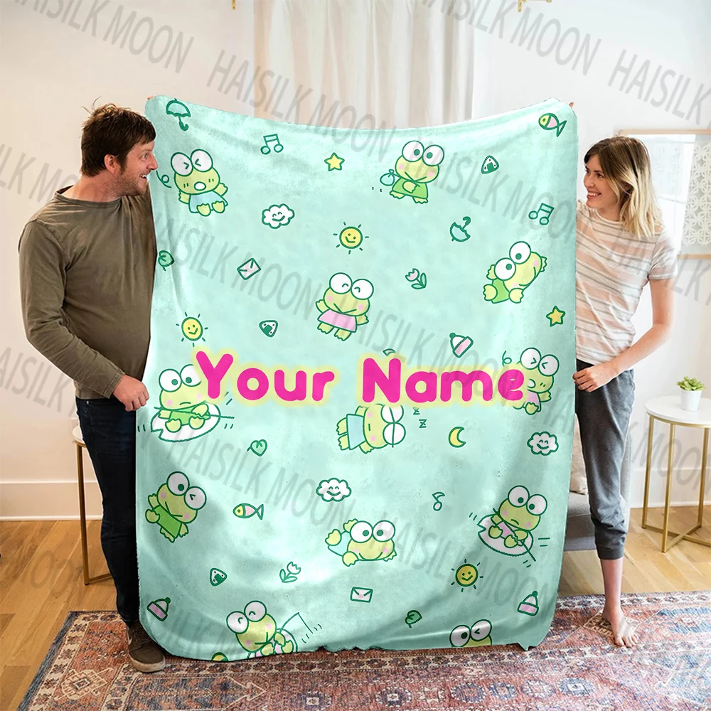 Personalized Sanrio Keroppi Print Microfiber Blanket for Adults and Kids