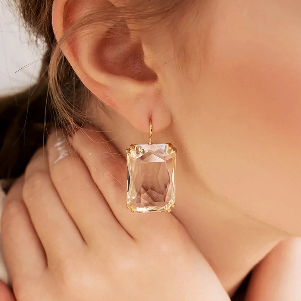 Transparent Resin Pendant Hanging Earring For Women Bohemia Trendy Geometric Square Acrylic Drop Dangle Earrings Wedding Jewelry dangle earrings,drop earrings,pendant earrings,acrylic earrings,geometric earrings