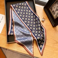 Luxury Design Silk Skinny Scarf Women Hair Bands Neckerchief Soft Satin Lady Headband Female Hands Bag Ribbon Tie Foulard Office 2