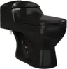Chateau One-Piece Elongated Toilet Dual-Flush in Glossy Black 1.1/1.6 gpf Soft-Close Quick-Release Toilet Seat 1