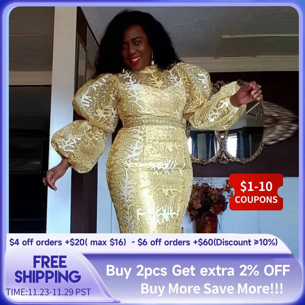 

Evening Dress Cross Disciplinary 2023 New Style Elegant Round Neck High Waist Bubble Sleeve Women's Dress Slim Long Dress
