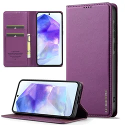 Magnetic Leather Wallet Phone Case with Card Holder - Samsung A16 (4G 5G) (PURPLE)