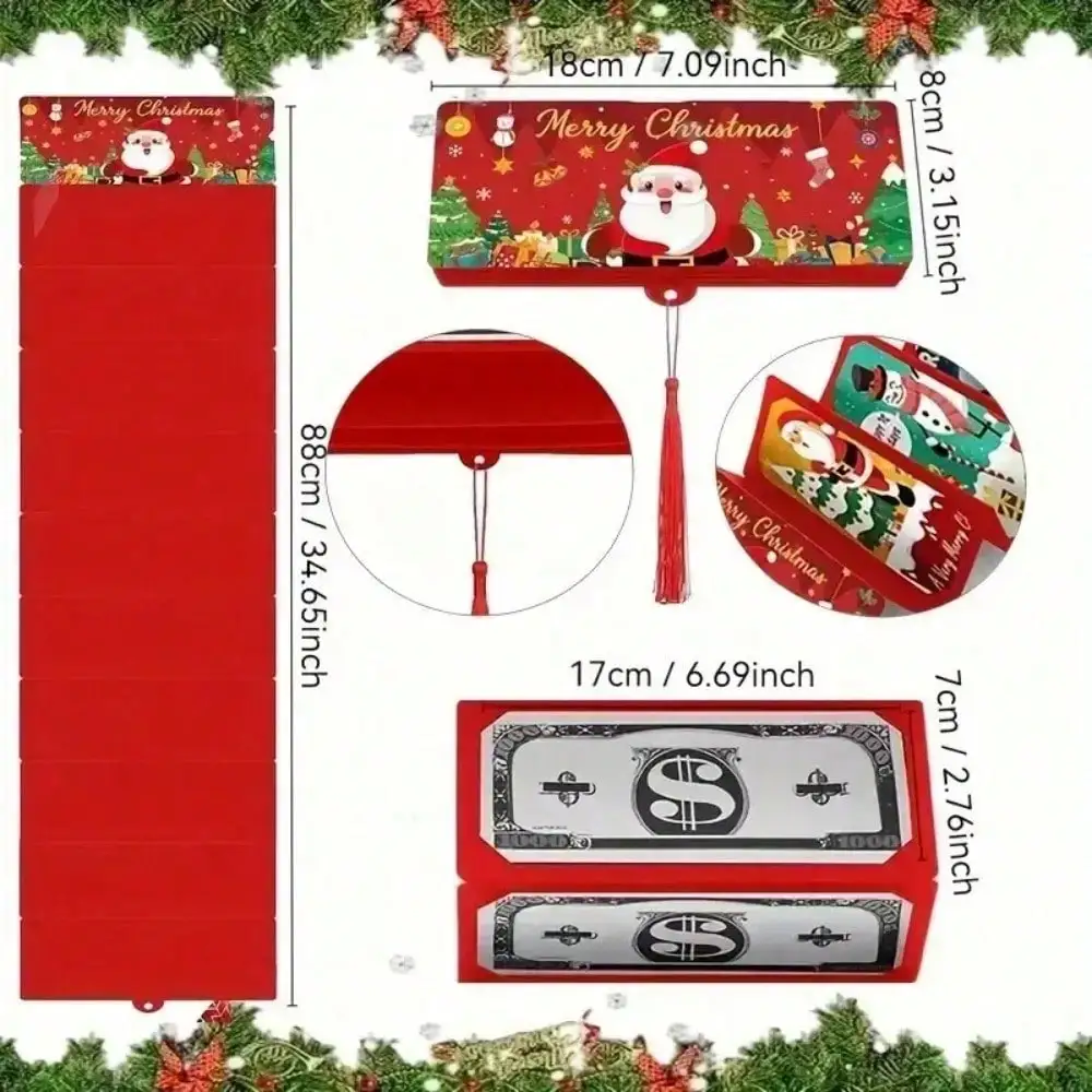 5Pcs Holiday Red Envelope 10-Slot Christmas Money Bag And Gift Card Clip Perfect For Christmas Birthdays And Party Supplies