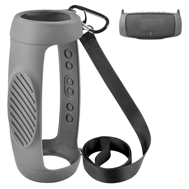 Silicone Protective Case with Shoulder Strap and Carabiner for Portable Bluetooth Speaker
