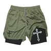 Cross Print 2 in 1 Workout Running Shorts for Men Christian Gym Athletic Shorts with Compression Liner Phone Pocket Towel Loop 5