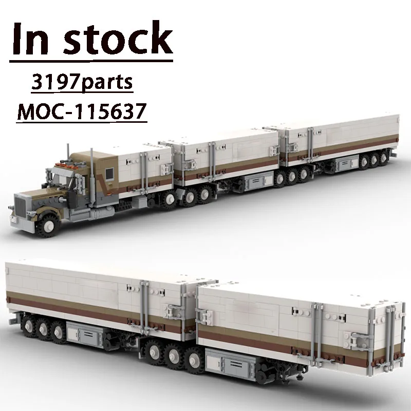 

MOC-115637TruckTrailer Head + MOC-115636 Truck Trailer Transport AssemblyBuildingBlock Model3197Parts Children'sBirthday ToyGift