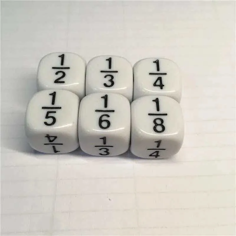 분수 주사위 16MM 수학 교구 연습 테이블 게임 액세서리 어린이를위한 교육 학습 장난감 홈 학교 용품