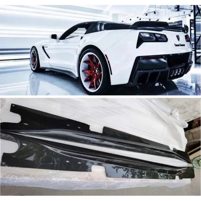 

Боковые юбки для Corvette C7 2014 2015 2016 2017, боковые панели, боковые юбки, комплект из углеродного волокна