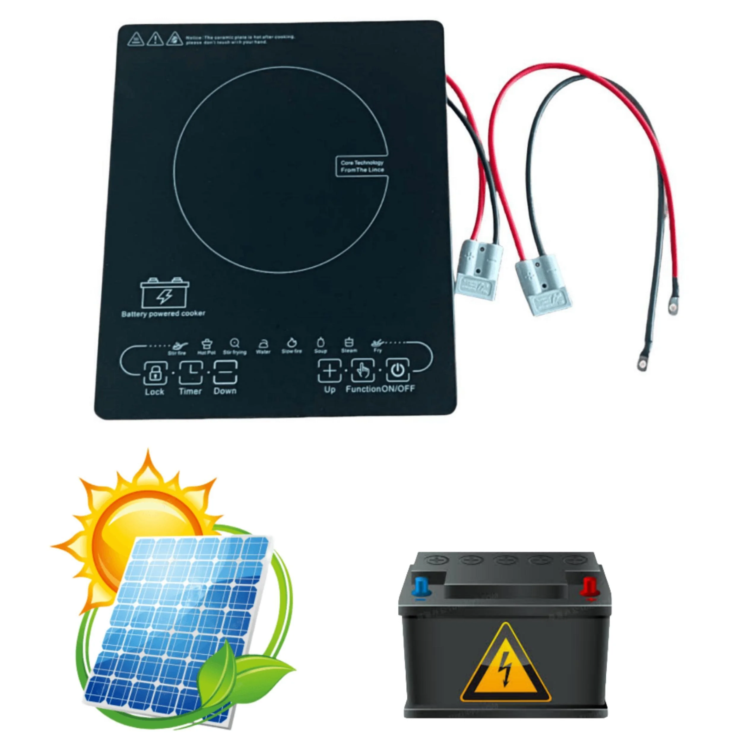 DC24V/48V Battery Powered Induction Cooker For Household RV Outdoor Car Hotel Use With Plastic Housing