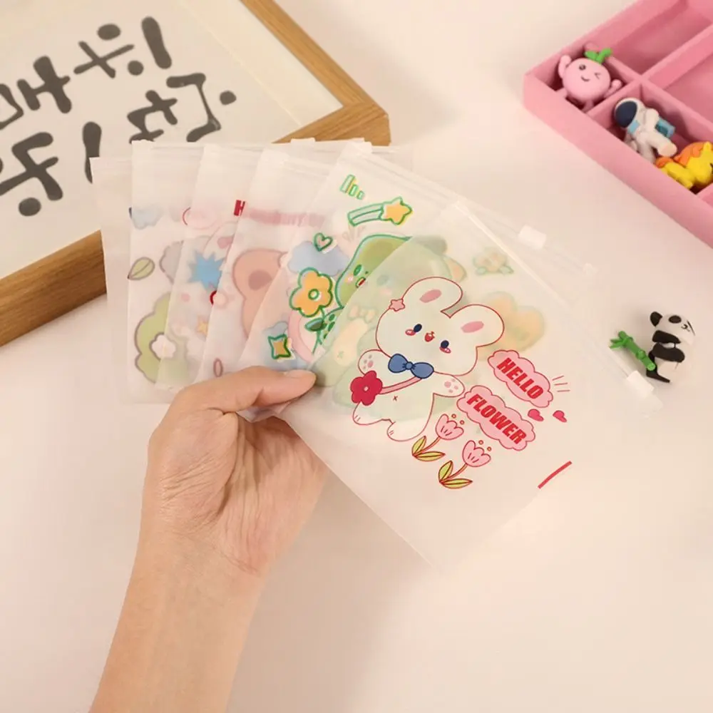 Cartoon Zipper Sealing Bag Large-Capacity Pen Bag Student Waterproof Stationery Organizer Transparent Storage