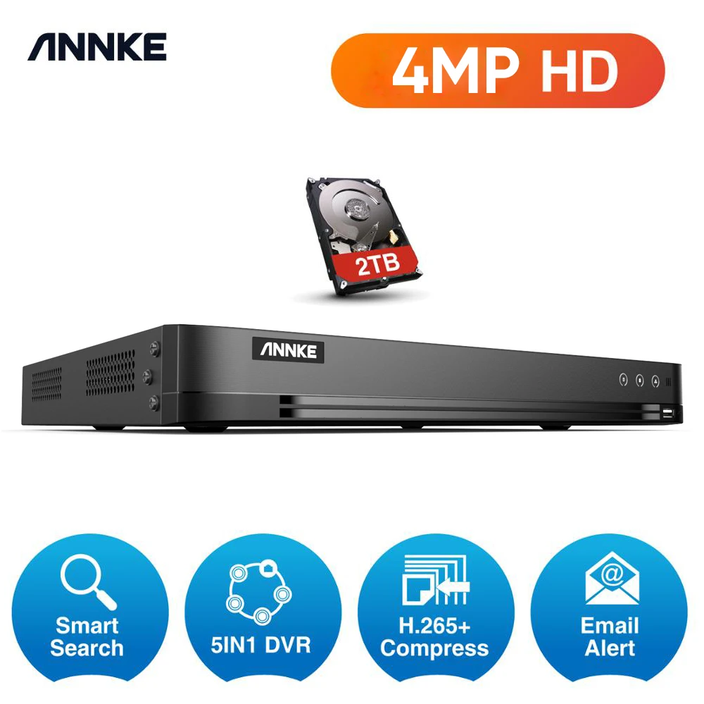 Annke 32Ch 4Mp 5 In1 Ahd Dvr Supporto Cvbs Tvi Ahd Telecamere Ip Analogiche Hd P2P Cloud H.264 Vga Videoregistratore Rs485 Audio