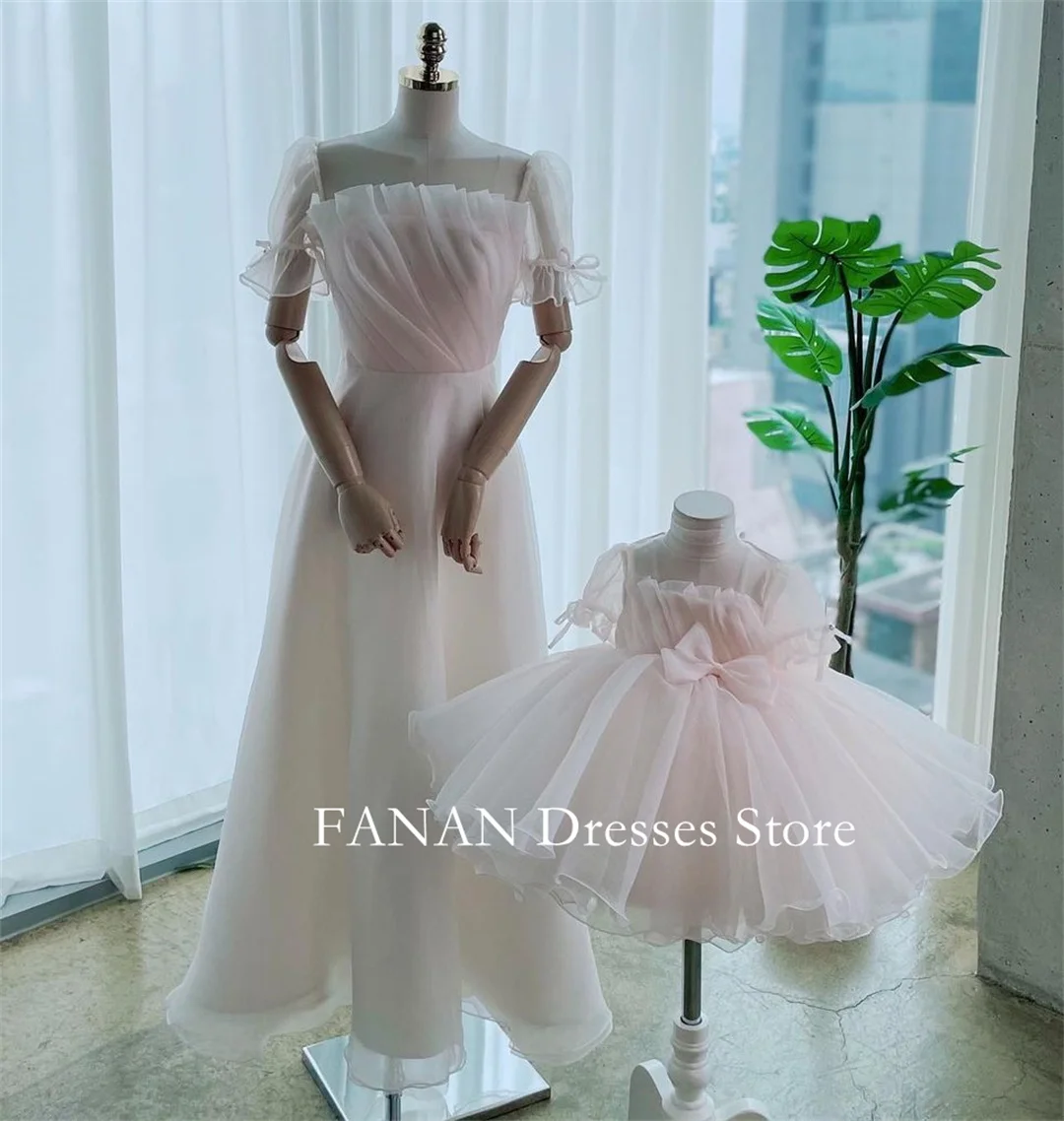 

FANAN Elegant A-Line Korea Ivory Organza Wedding Dresses 웨딩드레스 Square Neck Simple Custom Made Pretty Bride Gowns Plus Size