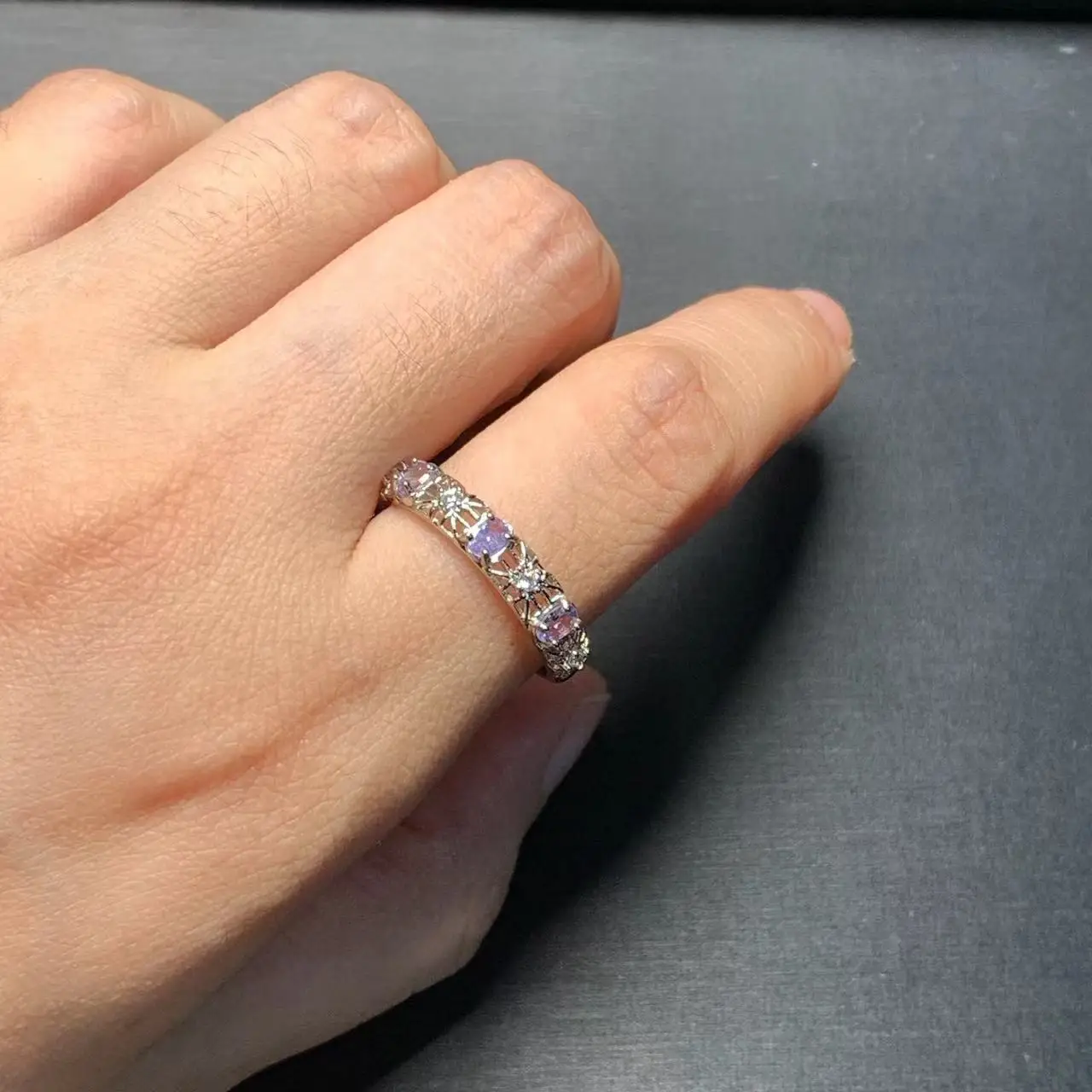 5*3MM Natural Tanzanite Ring Adjustable Female Ring Jewelry for Women Gift Wholesale High Quality Vintage Fine