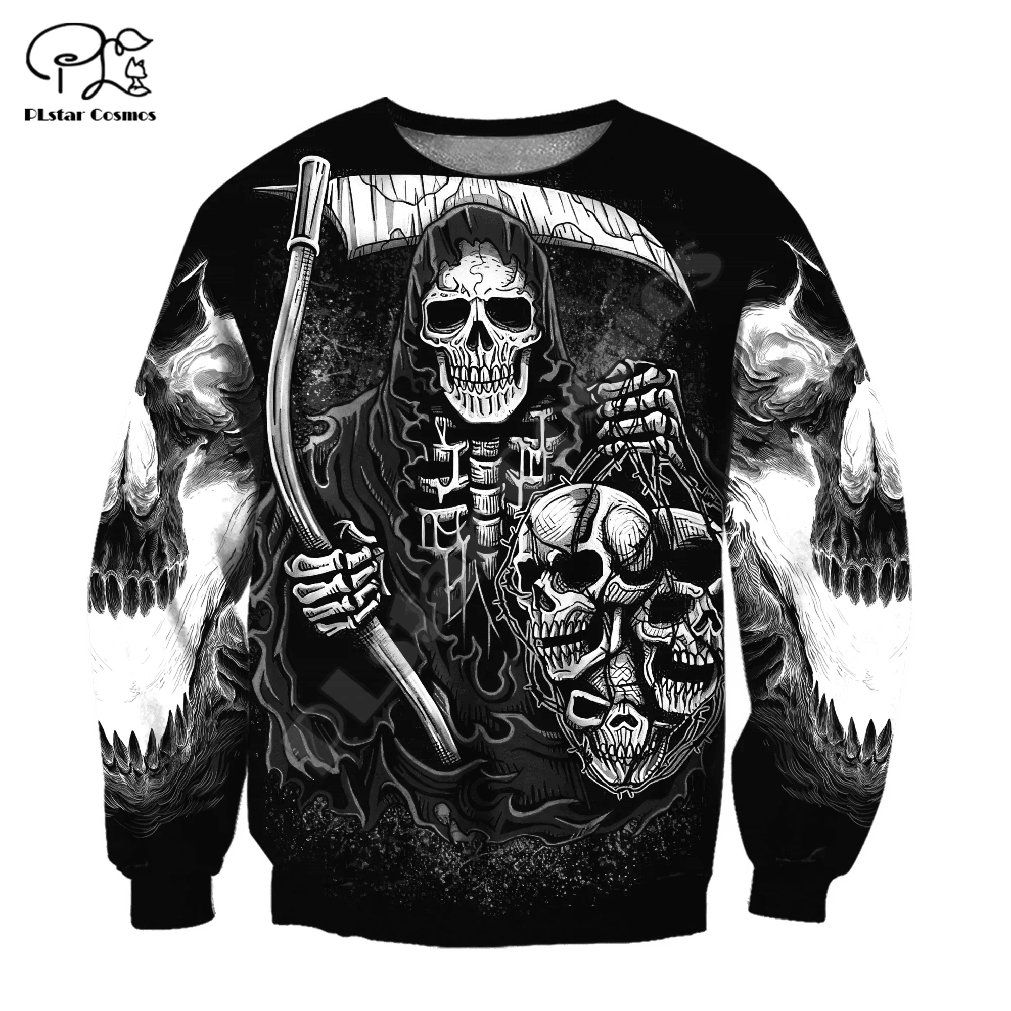 Reaper Ghost Gothic Skull Vintage Angel Tattoo Devil Retro Tracksuit Men/Women 3DPrint Casual Funny Harajuku Jacket Hoodies X1