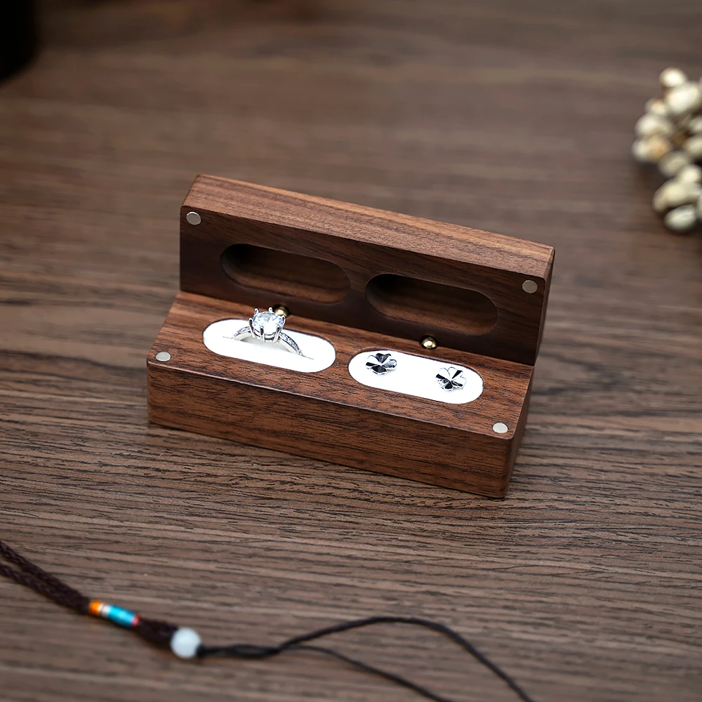 Kreative Holz Ring Ohrringe Schmuck Box Halter Organizer Halskette Armreif Lagerung Fall Schmuck Shop Verpackung Geschenk Box – Detail 9