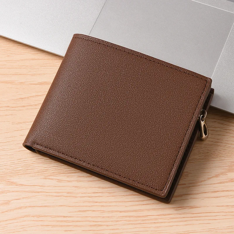 2025 Men's Short Style New Multi Card Wallet Personalized Youth Fashion Trend Three fold Soft Leather Wallet