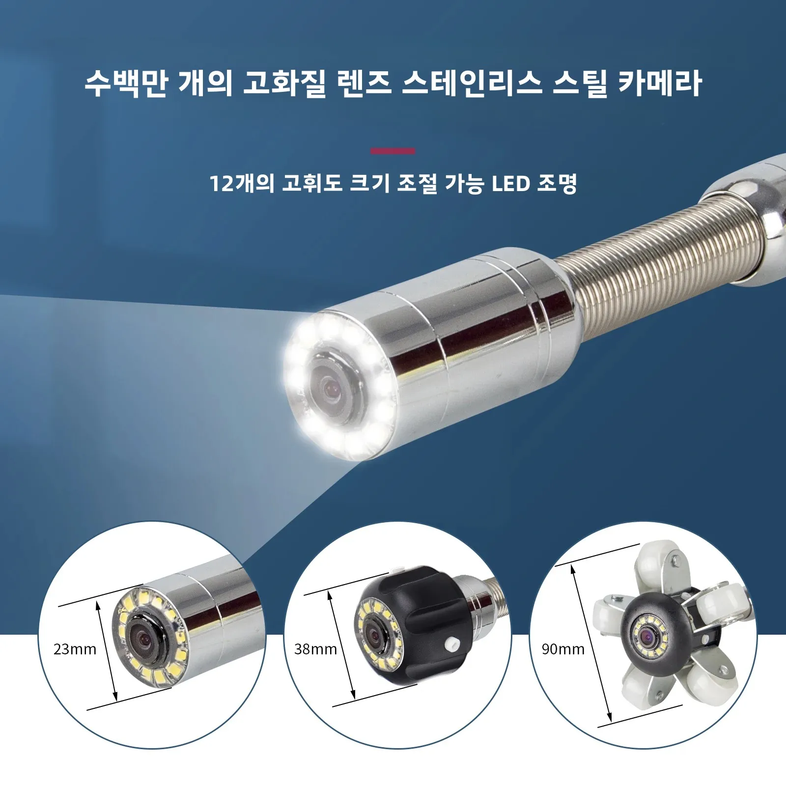 하수관 검사 카메라 헤드, SYANSPAN 23mm/17mm 배수 하수관 산업용 내시경 카메라 부품 교체 미끄럼 방지