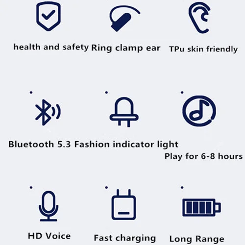 Wireless Bluetooth Headset with Microphone - Sports HiFi Stereo Ear Clip with Touch Control