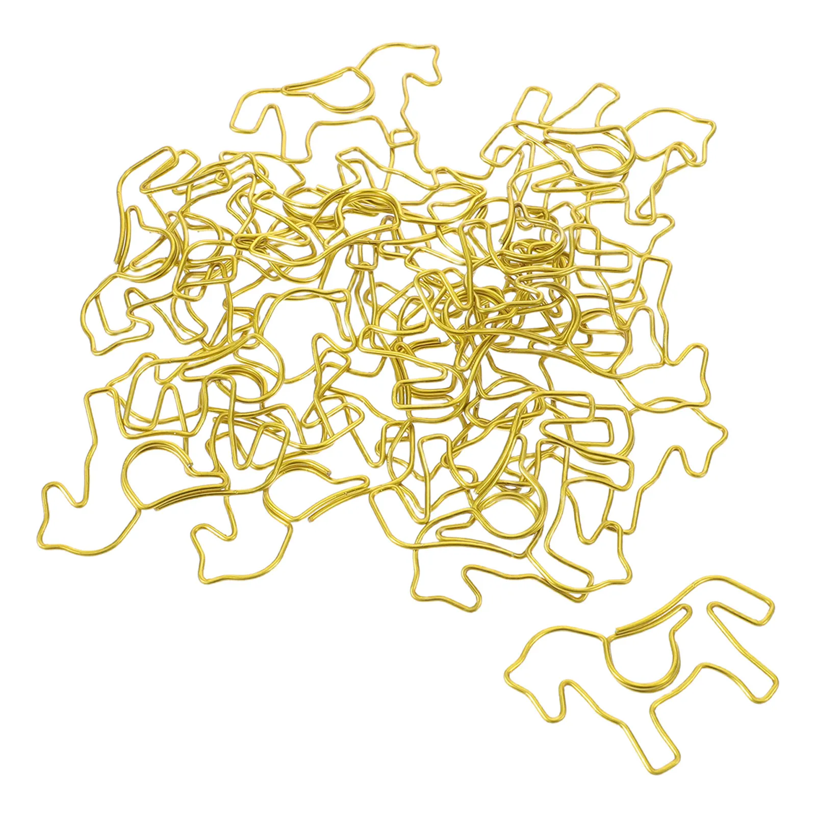30Pcs 귀여운 말 모양 종이 클립 반짝 이는 골드 금속 작은 장식 종이 클립 크리스마스 신년 파티 호의 선물 교사