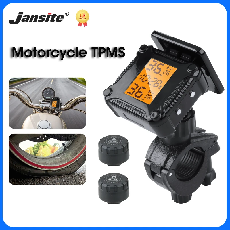 

Motorcycle TPMS Tire Pressure Monitor System Digital Display External Sensors Motorcycle Wireless Tire Pressure Detector