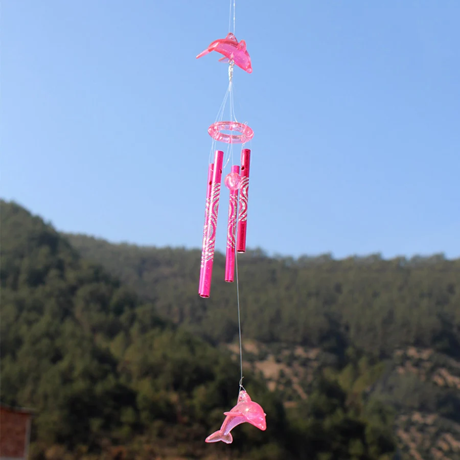 Cute Acrylic Little Dolphin Wind Chimes Courtyard Porch Hanging Decoration Birthday Housewarming Gift