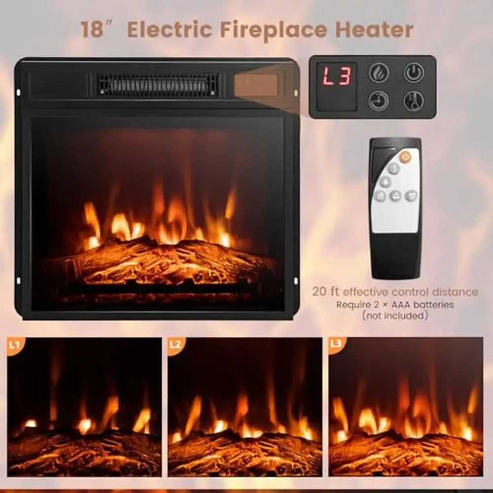Fireplace TV Stand Entertainment Center 58" with 18" Electric Heater 1400W Remote Adjustable Brightness Storage Space Organized