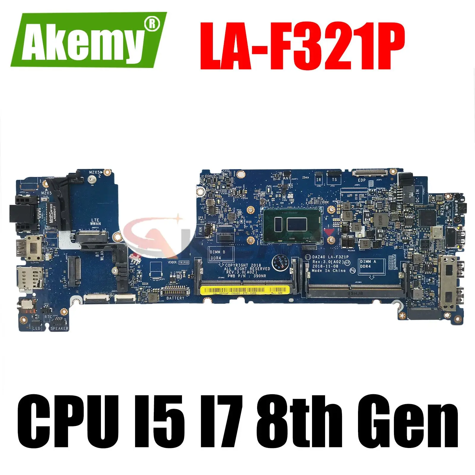 

For DELL Latitude 7490 E7490 Laptop Motherboard with I5 I7 8th Gen CPU DAZ40 LA-F321P CN-0PP44F PP44F Mainboard