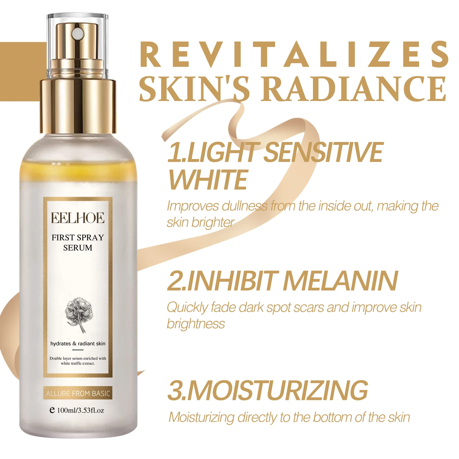 Facial Serum White Truffle Moisturizing Spray Melanin Correcting Glow Serum Fade Dark Spot Shrink Pores Brightening Skin Care 2