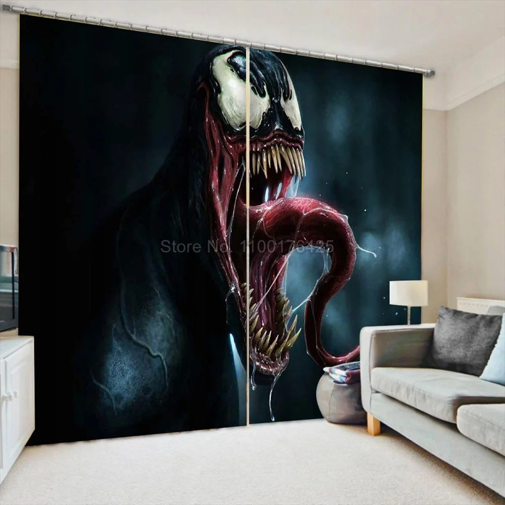 

Disney Marvell Venom Blackout Curtains Shading and Heat Insulation Window Drapes Bedroom Living Roome Decor for Kids Gifts