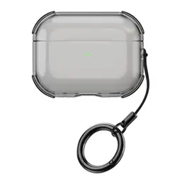 Transparent Shockproof TPU Earphone Case with Keychain (Transparent black)
