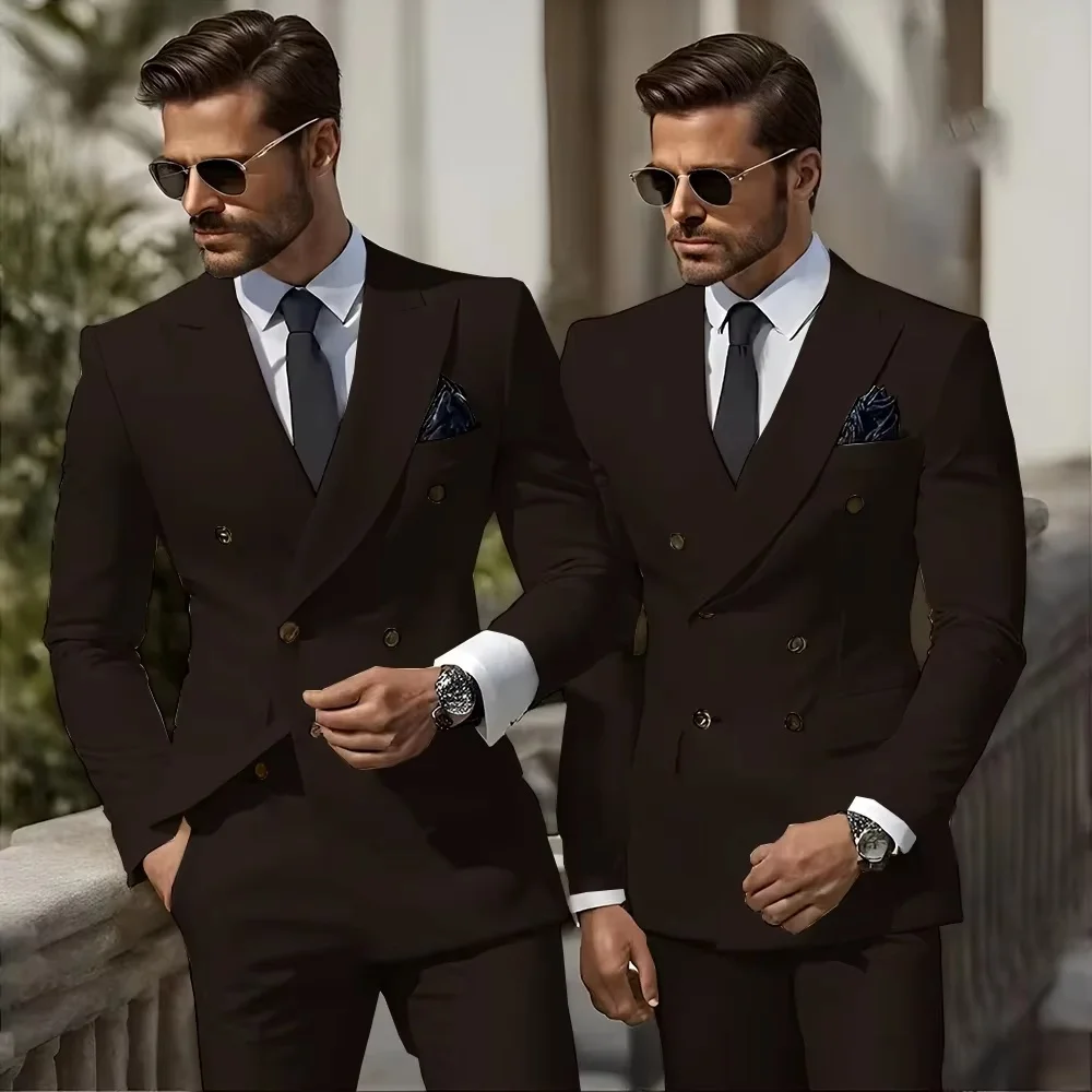 Men's Casual Business Suit Set Italian Style Two-Piece Chinese-Made Formal Wear for Professional Occasions - 2
