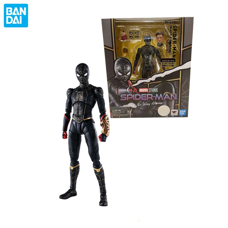 

In Stock Genuine Bandai Shf Avengers Spider-Man 3 Hero No Return Magic Black Gold Battle Suit Anime Movable Doll Toy Gift Model