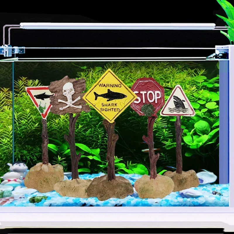 Aquarium Decoration Ornaments Artificial Shark Warning Sign Landscaping Accessories for Fish Tank Aquarium Background fish tank ornaments,mini landscape ornaments,fish tank decorations,aquarium ornaments,fish tank backdrop