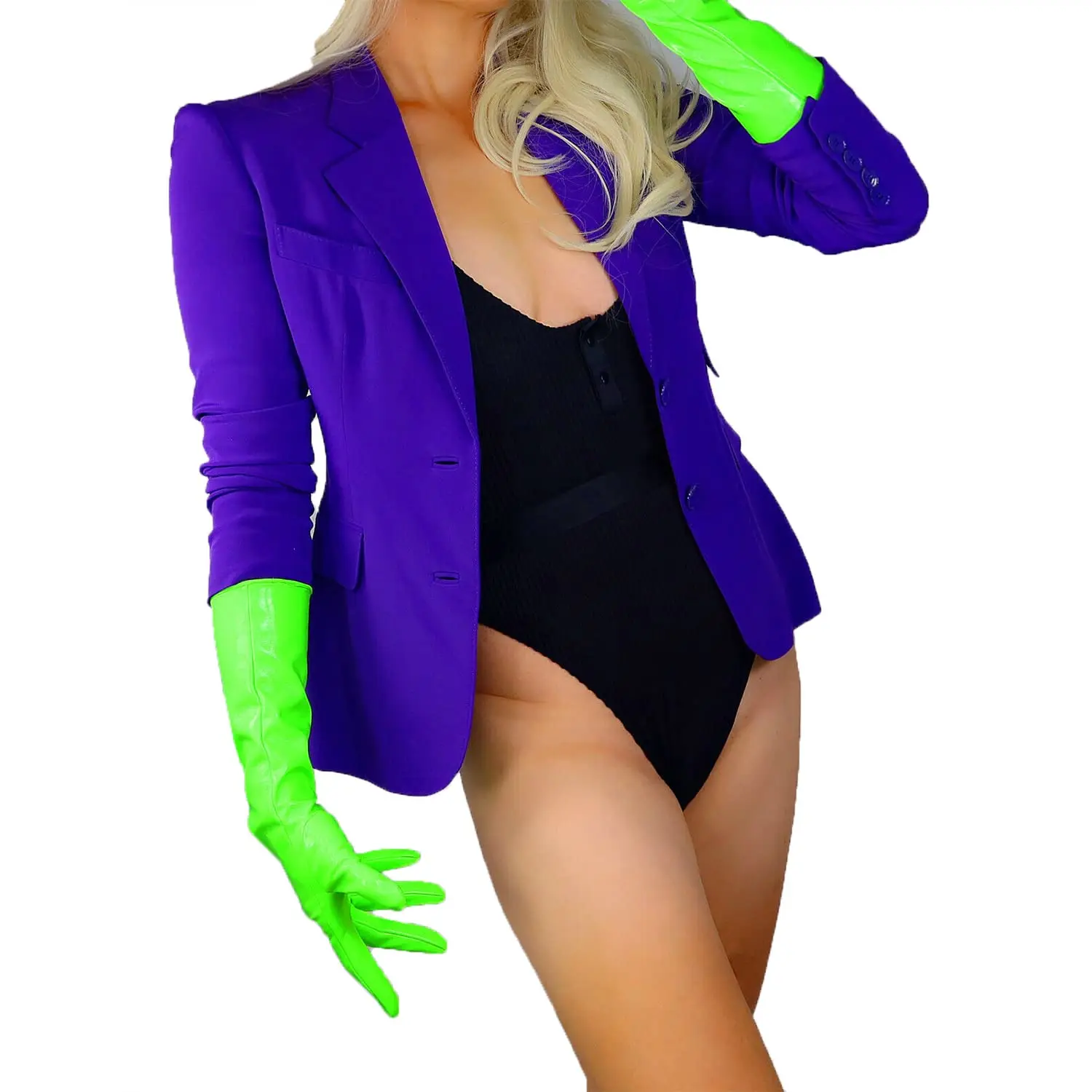thumbnail image 1 of Guantes largos de látex rojo brillante para mujer, aspecto mojado, piel sintética patentada, hasta el codo, para vestirse de noche, disfraz de moda, cosplay, 1 of 5