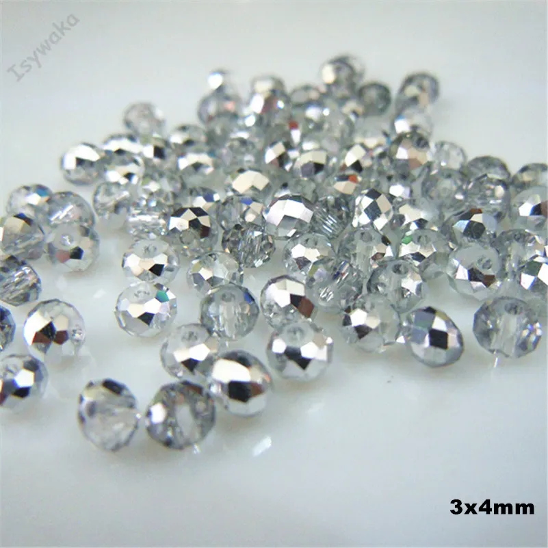 Isywaka Hot Light Green Faceted Crystal Glass Rondelle Spacer Beads for Jewelry Making, 125pcs