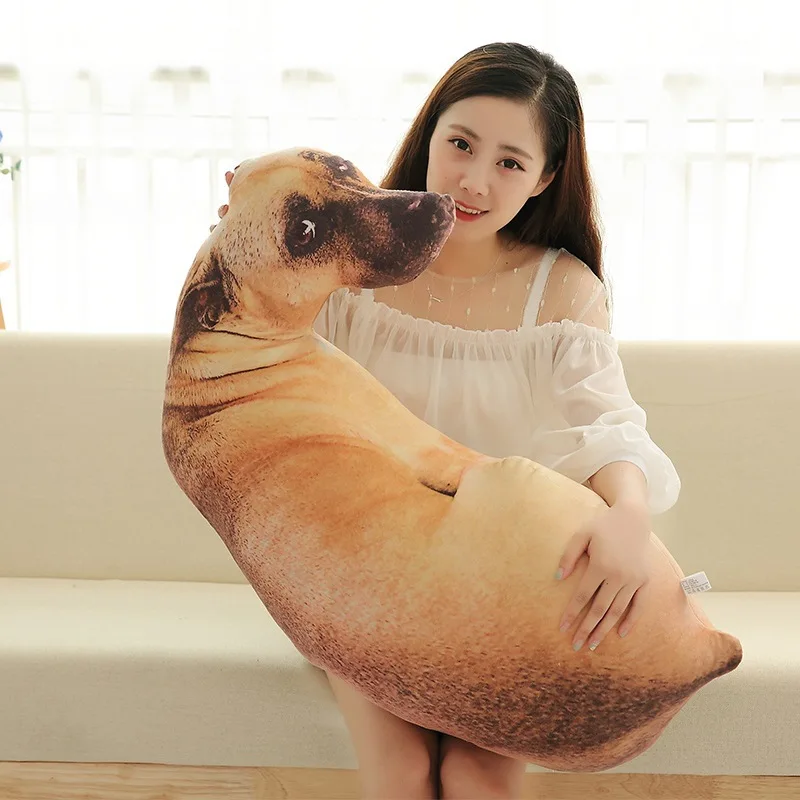 3D Cute Bend Dog Pillow 50CM Throw Pillow Lifelike Animal Funny Dog Head Cosplay Children Favorite Toy Cushion Christmas Gift 2