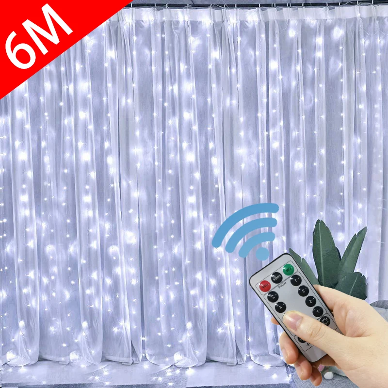 LED Janela Cortina Garland com controle remoto, USB String Lights, Fada Festão, Natal e Decorações de Casamento, Casa e Quarto, 3m