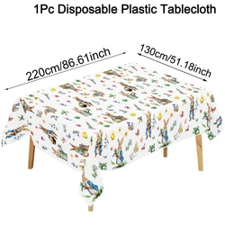 Charming Easter Bunny & Egg Disposable Tablecloth - Festive Spring Decoration (Rabbit 01)