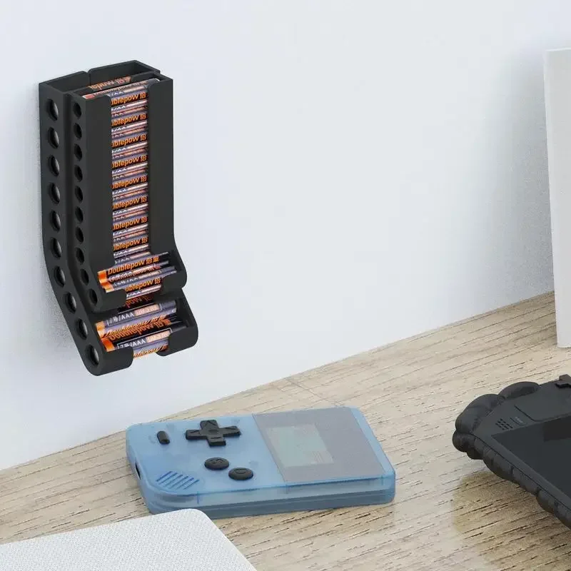 Organizzatore di accumulo di batterie AA e AAA Combo Portabatterie piccolo Supporto da parete Contenitore per dispenser di batterie per batterie 10AAA e 10AA - immagine 4